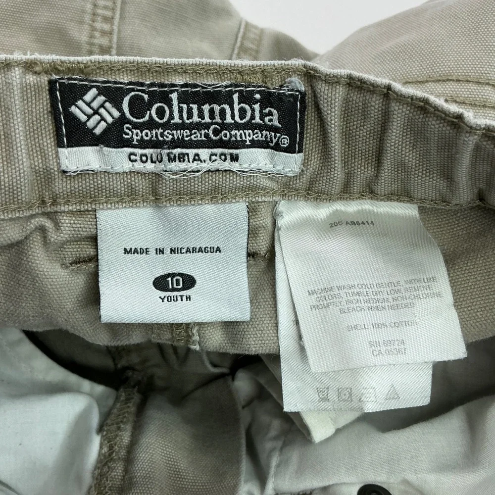 Columbia Khaki Cargo Pants Kids Size 10 Youth Rugged Cotton Canvas Outdoor